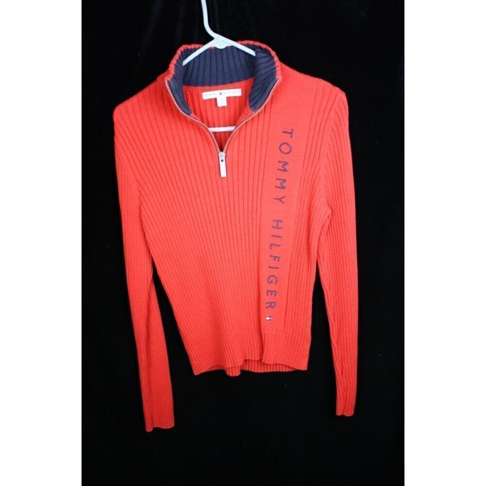 Women's Tommy Hilfiger Quarter Zip Large‎ Red Sweater